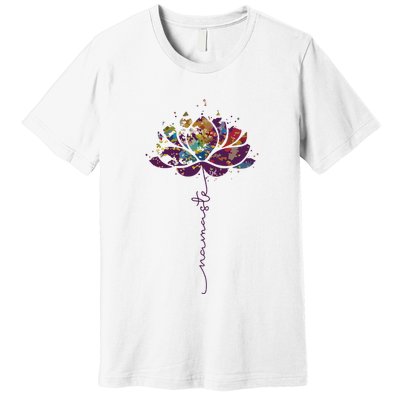 Lotus Flower Namaste Yoga Watercolor Meditation Zen Bohemian Premium T-Shirt