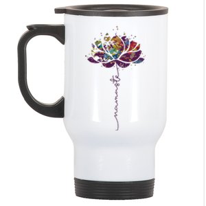 Lotus Flower Namaste Yoga Watercolor Meditation Zen Bohemian Stainless Steel Travel Mug