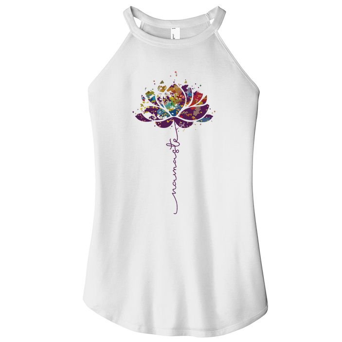 Lotus Flower Namaste Yoga Watercolor Meditation Zen Bohemian Women's Perfect Tri Rocker Tank