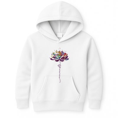 Lotus Flower Namaste Yoga Watercolor Meditation Zen Bohemian Kids Hoodie