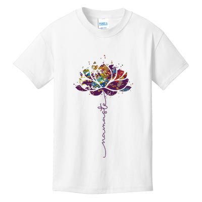 Lotus Flower Namaste Yoga Watercolor Meditation Zen Bohemian Kids T-Shirt