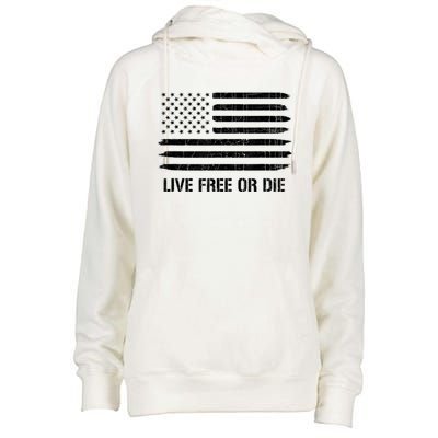 Live Free Or Die 2nd Amendment American Flag Womens Funnel Neck Pullover Hood