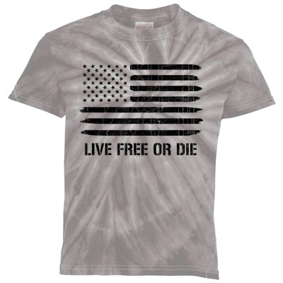 Live Free Or Die 2nd Amendment American Flag Kids Tie-Dye T-Shirt