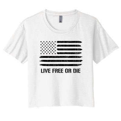 Live Free Or Die 2nd Amendment American Flag Women's Crop Top Tee