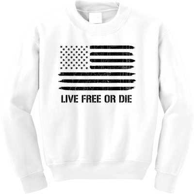 Live Free Or Die 2nd Amendment American Flag Kids Sweatshirt