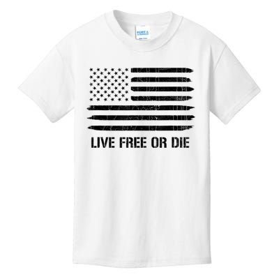 Live Free Or Die 2nd Amendment American Flag Kids T-Shirt