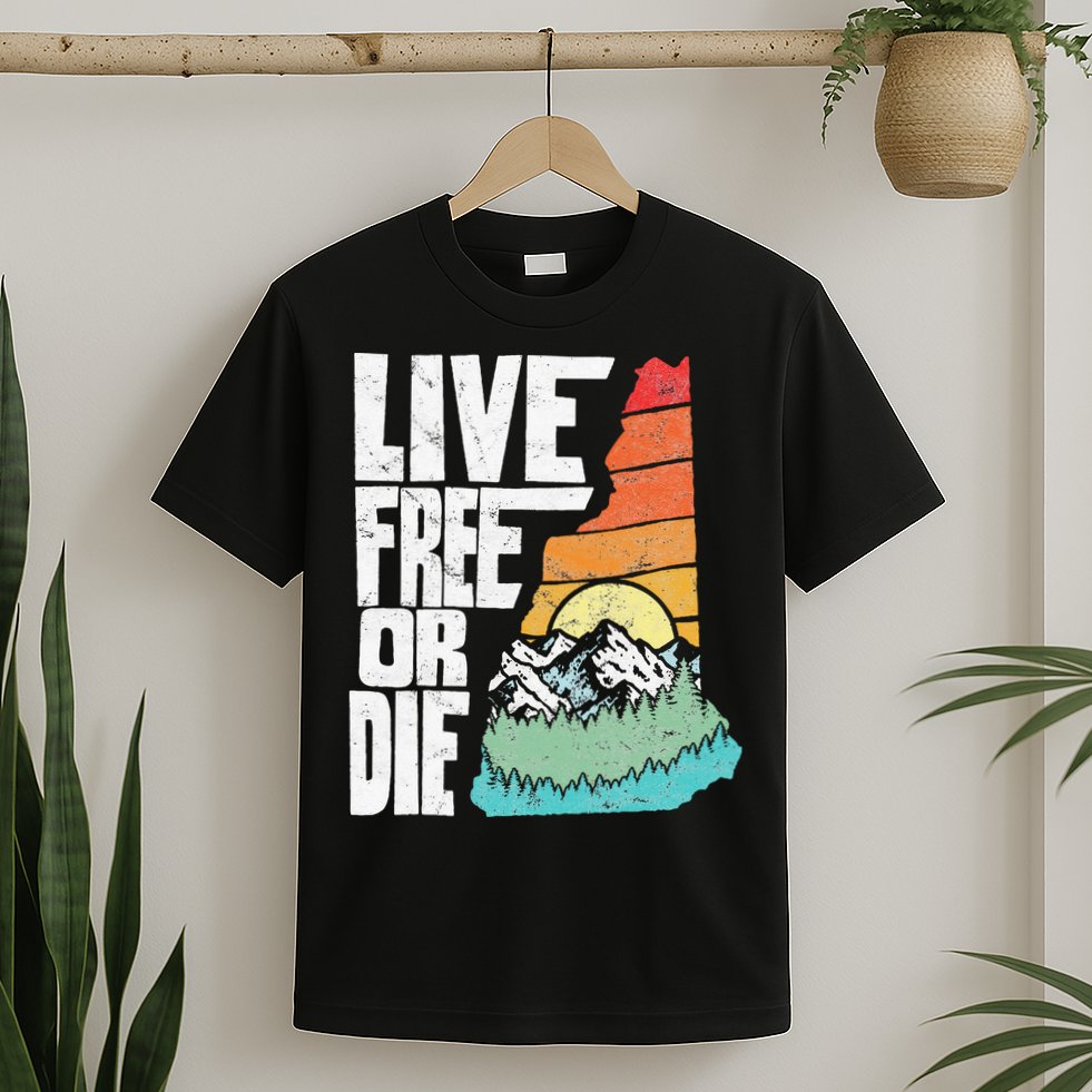 Live Free Or Die Retro New Hampshire Nature Graphic T-Shirt