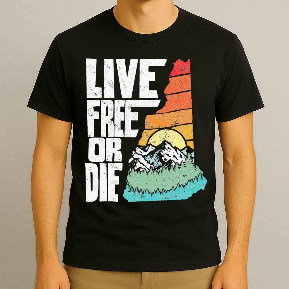 Live Free Or Die Retro New Hampshire Nature Graphic T-Shirt