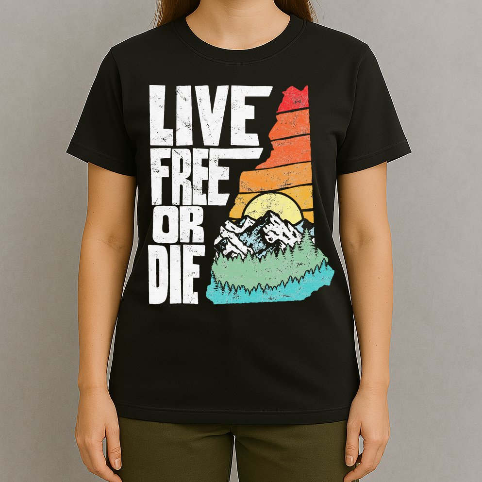 Live Free Or Die Retro New Hampshire Nature Graphic T-Shirt