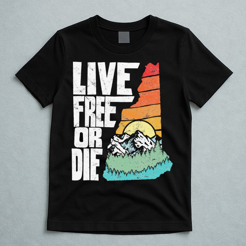 Live Free Or Die Retro New Hampshire Nature Graphic T-Shirt