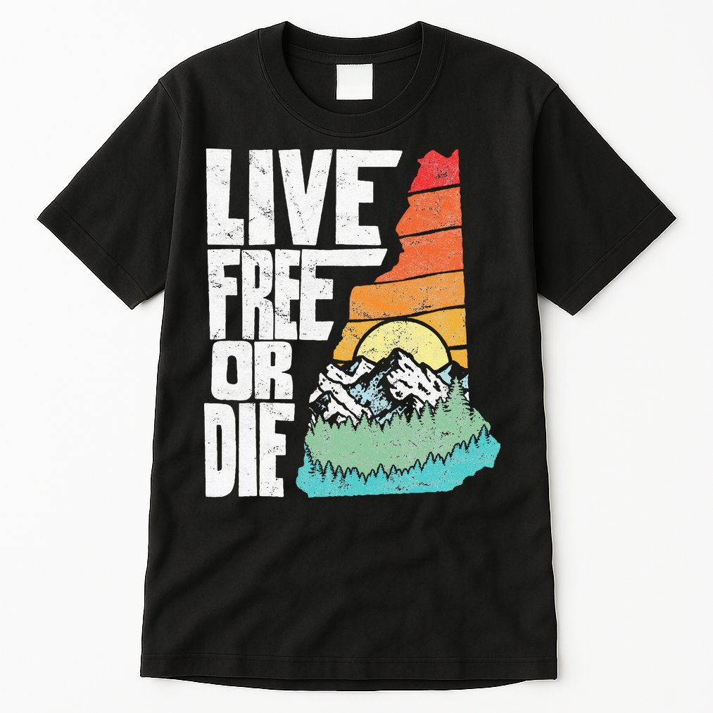 Live Free Or Die Retro New Hampshire Nature Graphic Tall T-Shirt
