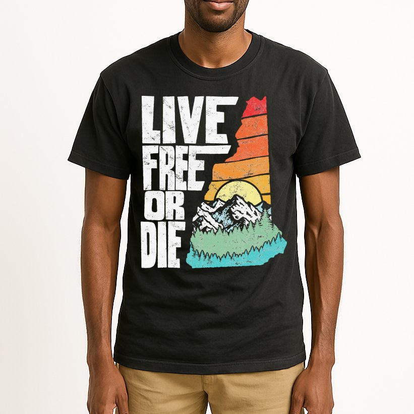 Live Free Or Die Retro New Hampshire Nature Graphic Tall T-Shirt