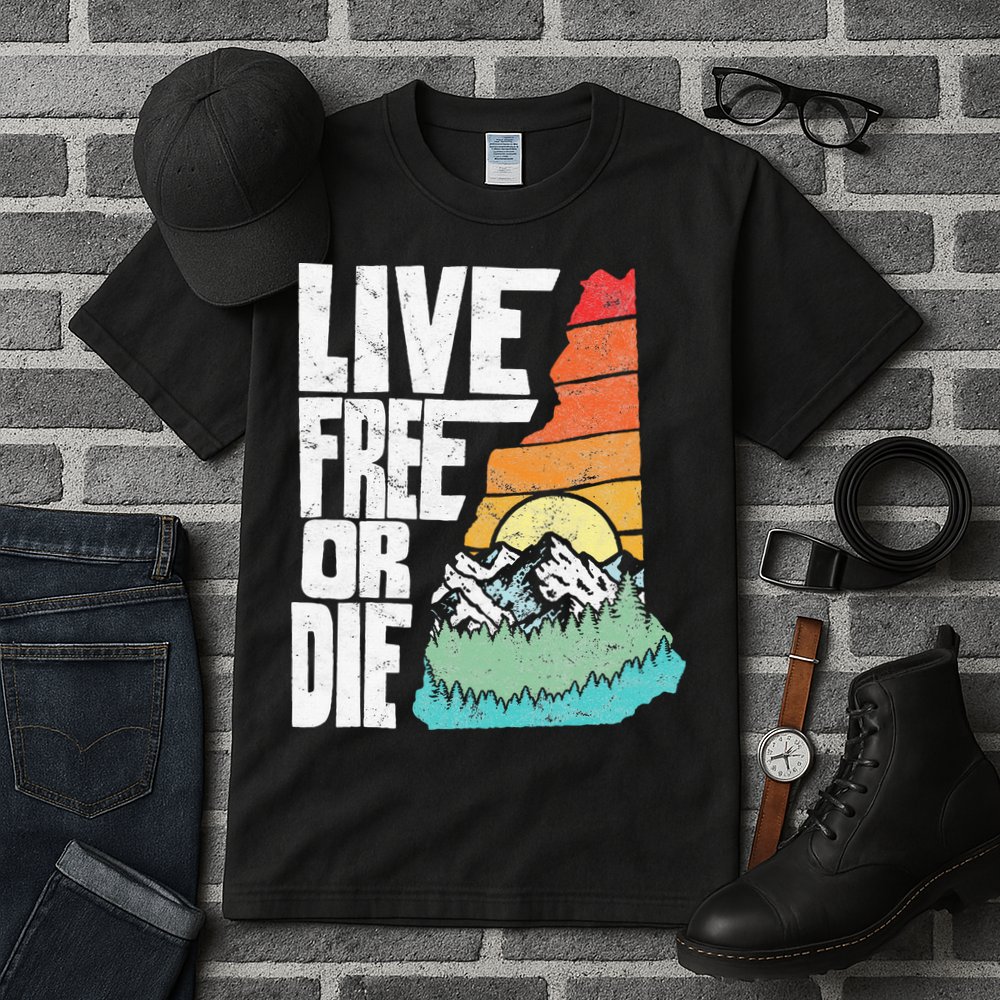 Live Free Or Die Retro New Hampshire Nature Graphic Tall T-Shirt
