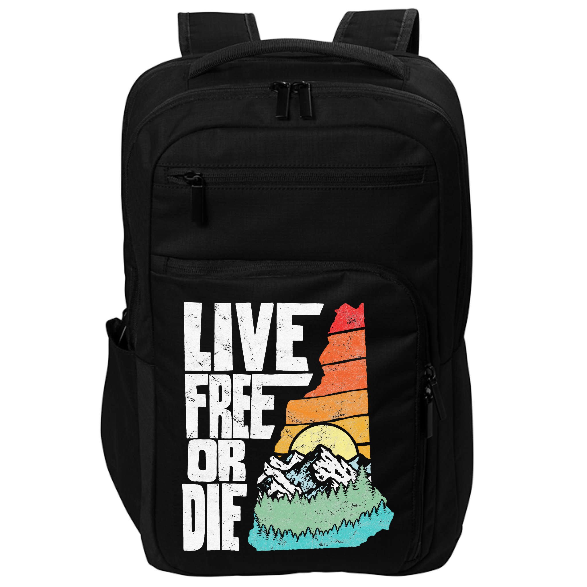 Live Free Or Die Retro New Hampshire Nature Graphic Impact Tech Backpack