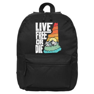 Live Free Or Die Retro New Hampshire Nature Graphic 16 in Basic Backpack