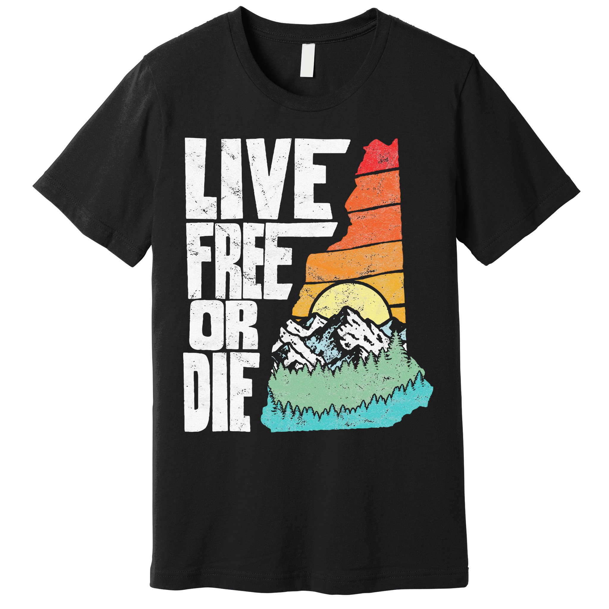 Live Free Or Die Retro New Hampshire Nature Graphic Premium T-Shirt