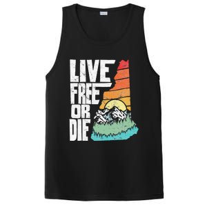 Live Free Or Die Retro New Hampshire Nature Graphic PosiCharge Competitor Tank