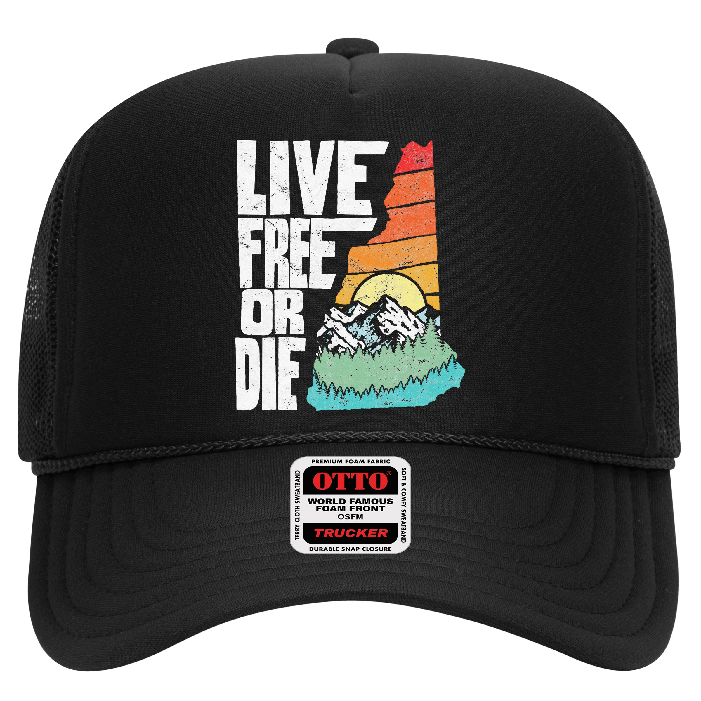 Live Free Or Die Retro New Hampshire Nature Graphic Hat