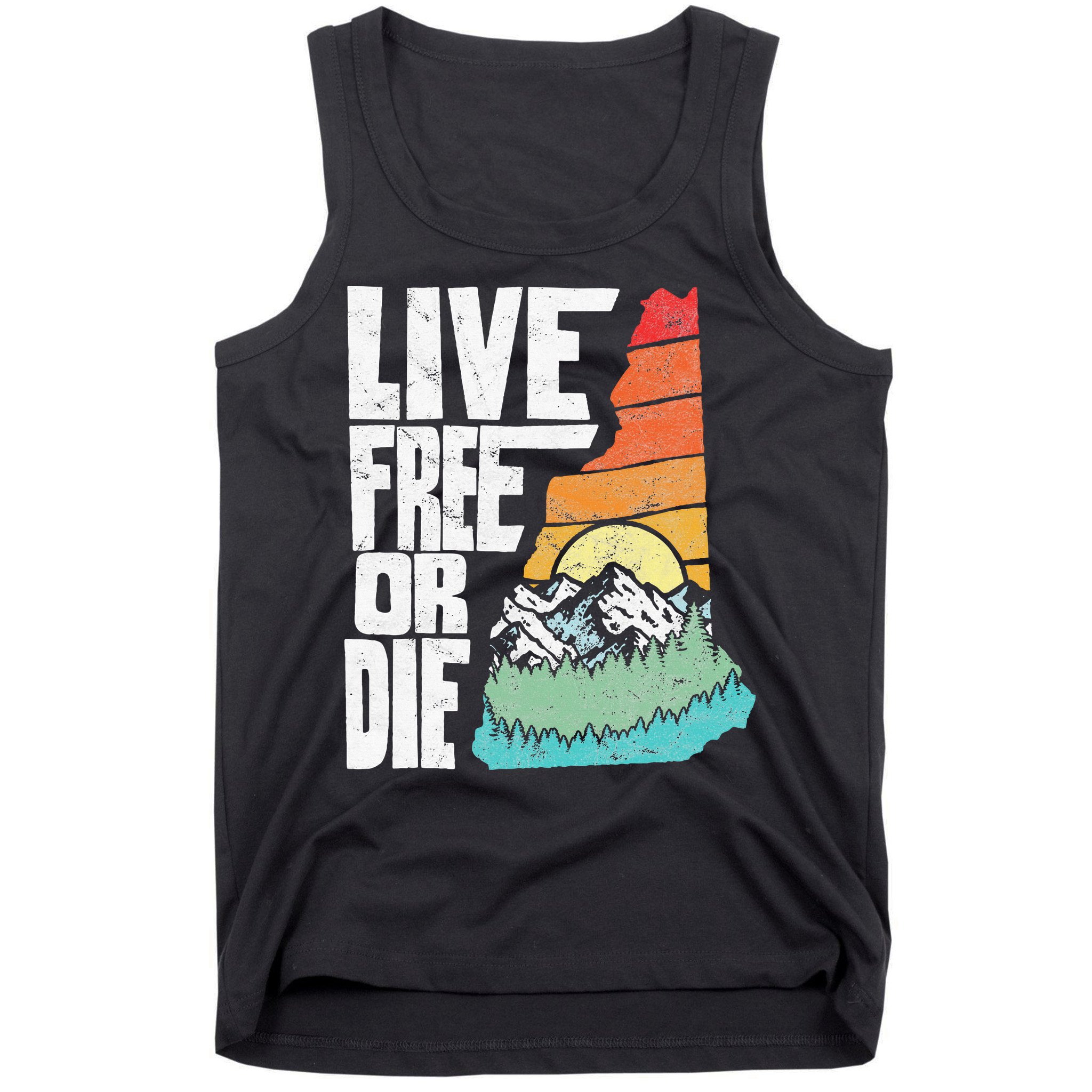 Live Free Or Die Retro New Hampshire Nature Graphic Tank Top