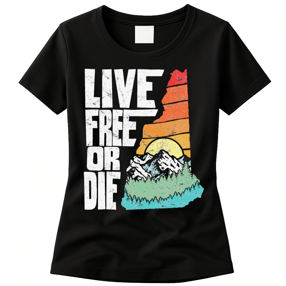 Live Free Or Die Retro New Hampshire Nature Graphic Womens T-Shirt