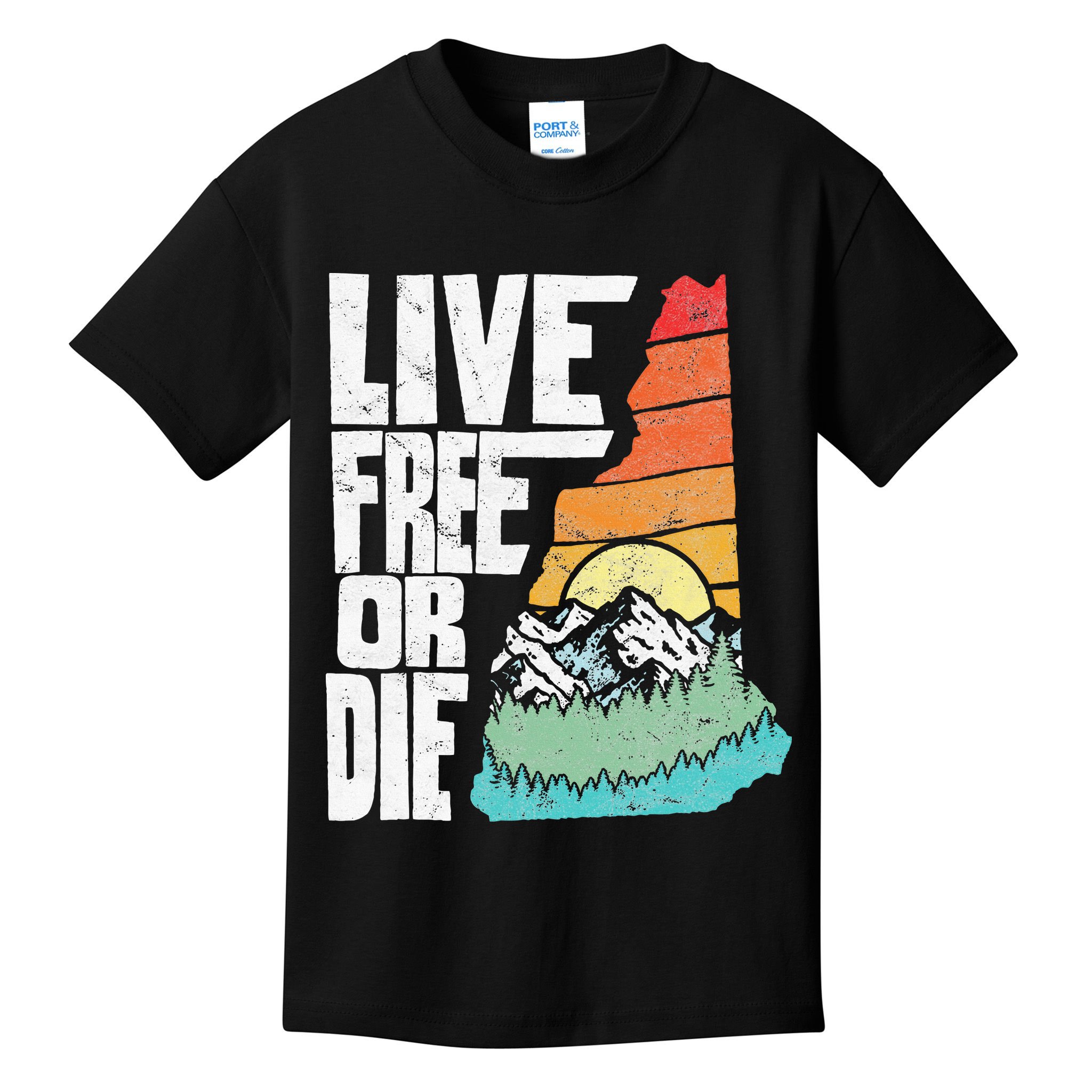 Live Free Or Die Retro New Hampshire Nature Graphic Kids T-Shirt