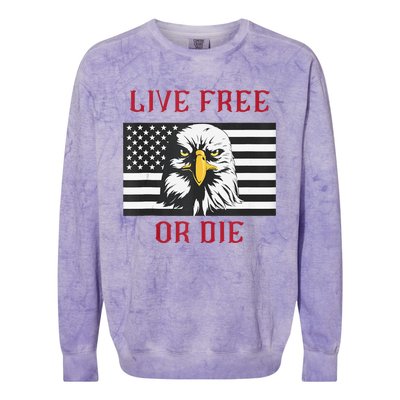 Live Free Or Die Bald Eagle American Flag Colorblast Crewneck Sweatshirt