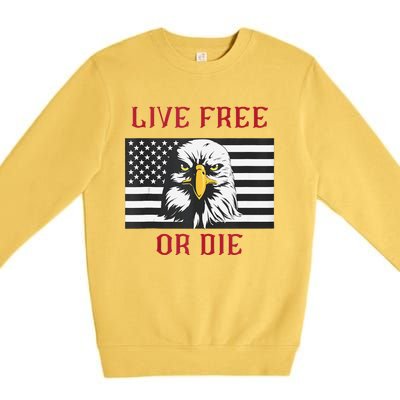 Live Free Or Die Bald Eagle American Flag Premium Crewneck Sweatshirt