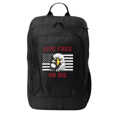 Live Free Or Die Bald Eagle American Flag City Backpack