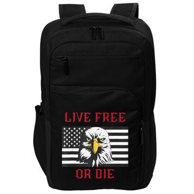 Live Free Or Die Bald Eagle American Flag Impact Tech Backpack