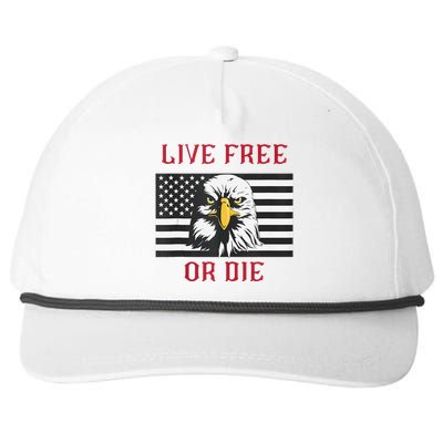 Live Free Or Die Bald Eagle American Flag Snapback Five-Panel Rope Hat