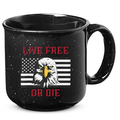 Live Free Or Die Bald Eagle American Flag 15oz Campfire Ceramic Mug