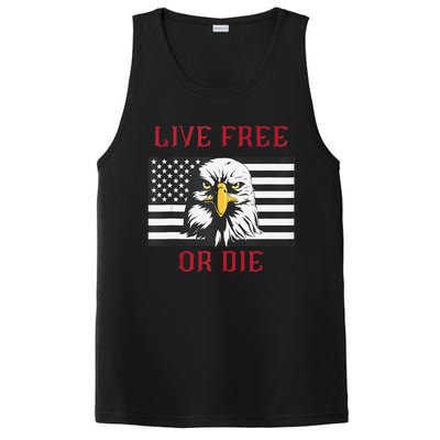 Live Free Or Die Bald Eagle American Flag PosiCharge Competitor Tank