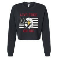 Live Free Or Die Bald Eagle American Flag Cropped Pullover Crew
