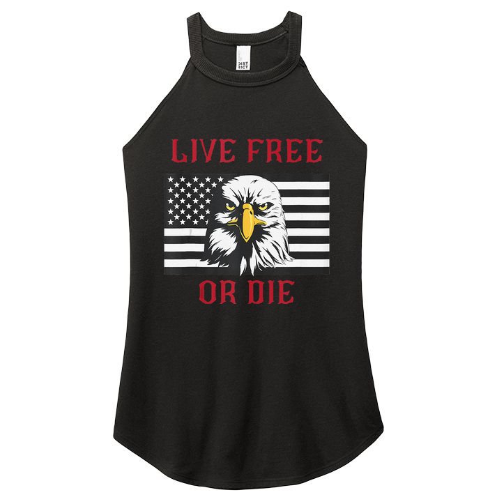 Live Free Or Die Bald Eagle American Flag Women's Perfect Tri Rocker Tank