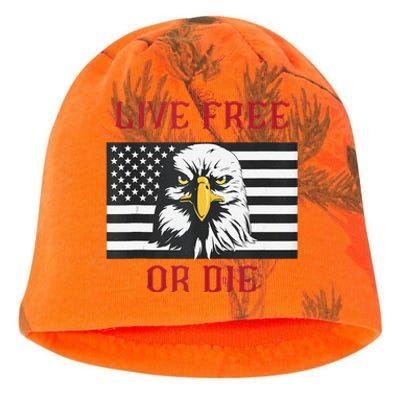 Live Free Or Die Bald Eagle American Flag Kati - Camo Knit Beanie