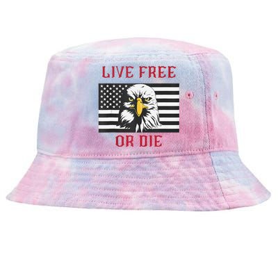 Live Free Or Die Bald Eagle American Flag Tie-Dyed Bucket Hat