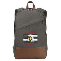 Live Free Or Die Bald Eagle American Flag Cotton Canvas Backpack