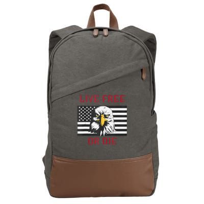 Live Free Or Die Bald Eagle American Flag Cotton Canvas Backpack