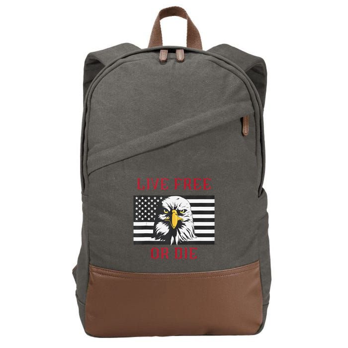 Live Free Or Die Bald Eagle American Flag Cotton Canvas Backpack