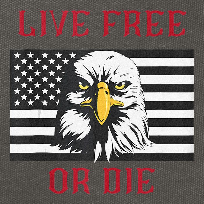 Live Free Or Die Bald Eagle American Flag Cotton Canvas Backpack