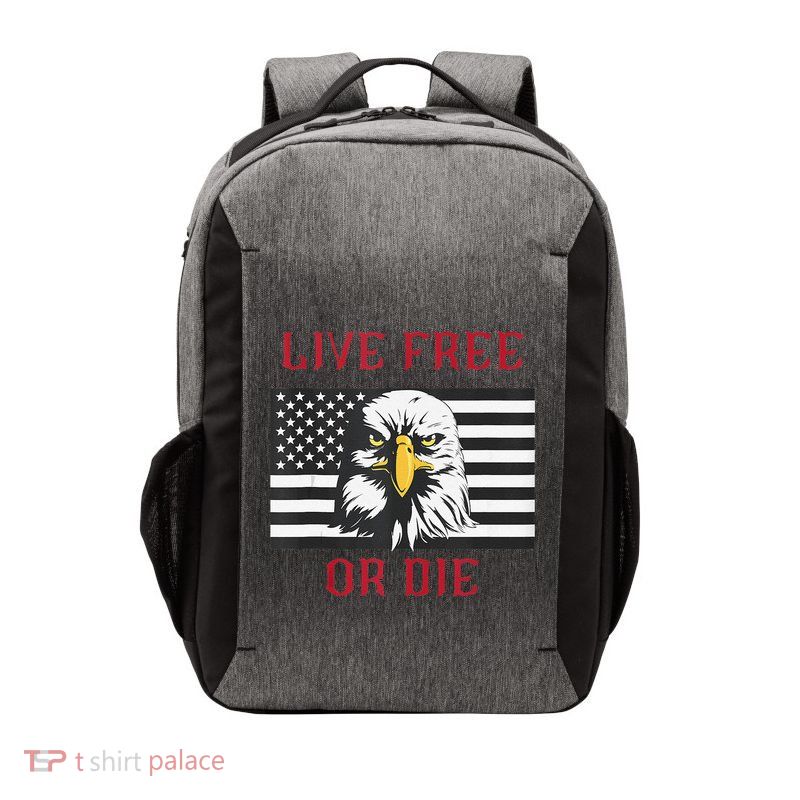 Live Free Or Die Bald Eagle American Flag Vector Backpack