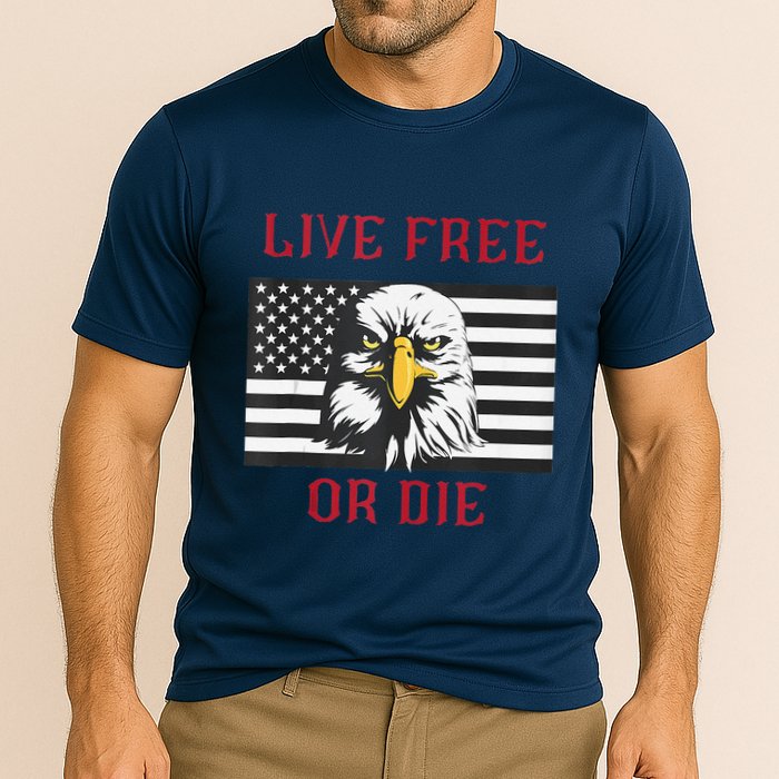 Live Free Or Die Bald Eagle American Flag Cooling Performance Crew T-Shirt