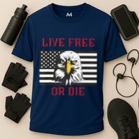 Live Free Or Die Bald Eagle American Flag Cooling Performance Crew T-Shirt