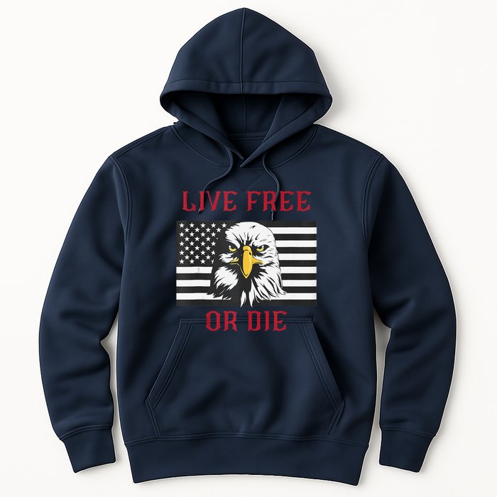 Live Free Or Die Bald Eagle American Flag Hoodie