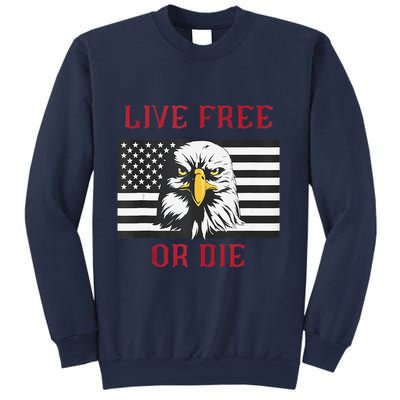 Live Free Or Die Bald Eagle American Flag Sweatshirt