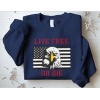 Live Free Or Die Bald Eagle American Flag Sweatshirt