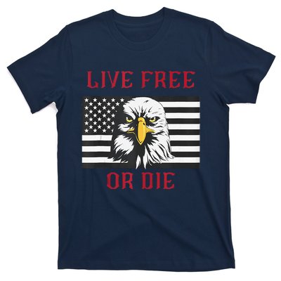 Live Free Or Die Bald Eagle American Flag T-Shirt