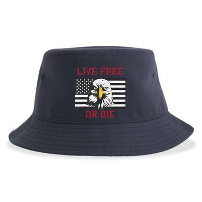 Live Free Or Die Bald Eagle American Flag Sustainable Bucket Hat