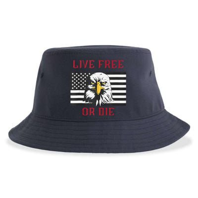 Live Free Or Die Bald Eagle American Flag Sustainable Bucket Hat