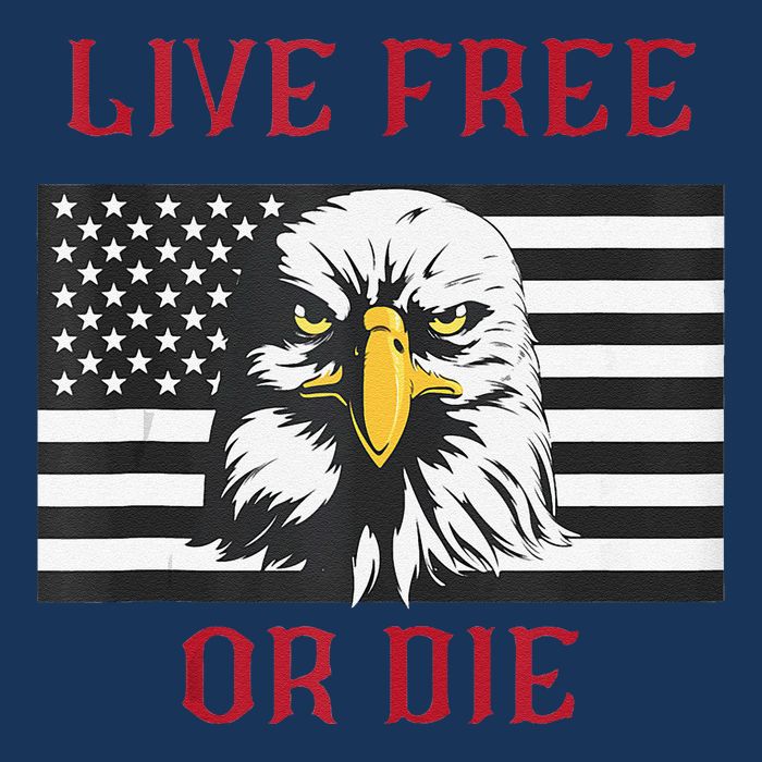 Live Free Or Die Bald Eagle American Flag 7-Panel Snapback Hat